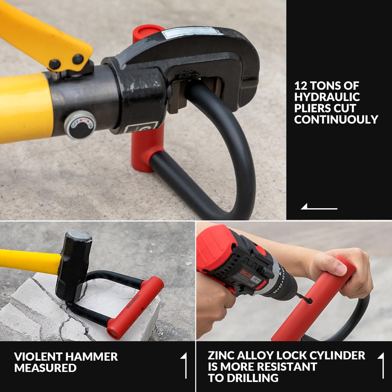 ROCKBROS Bicycle U-Lock for Bicycles &amp; Motorcycles made of alloy