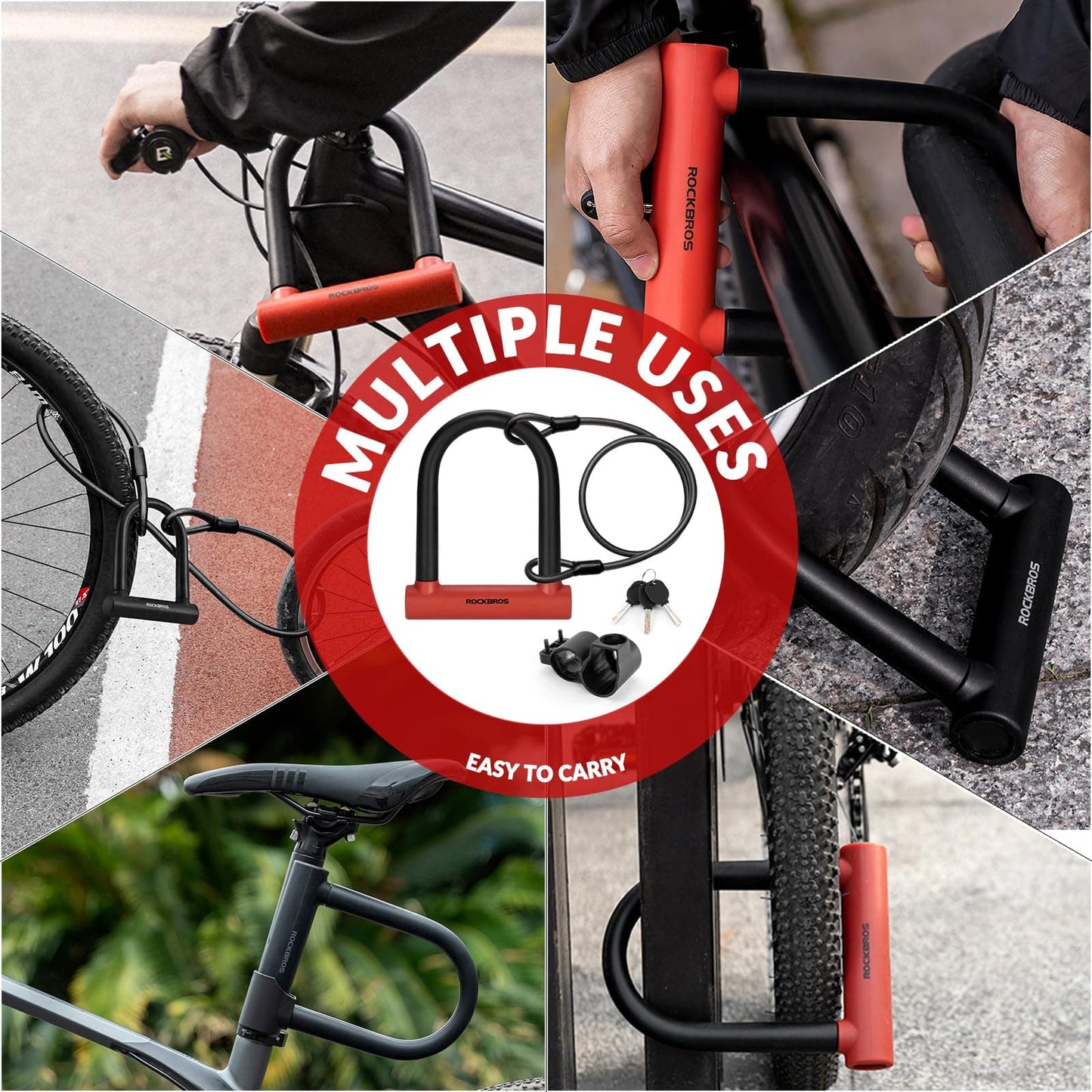 ROCKBROS Bicycle U-Lock for Bicycles &amp; Motorcycles made of alloy