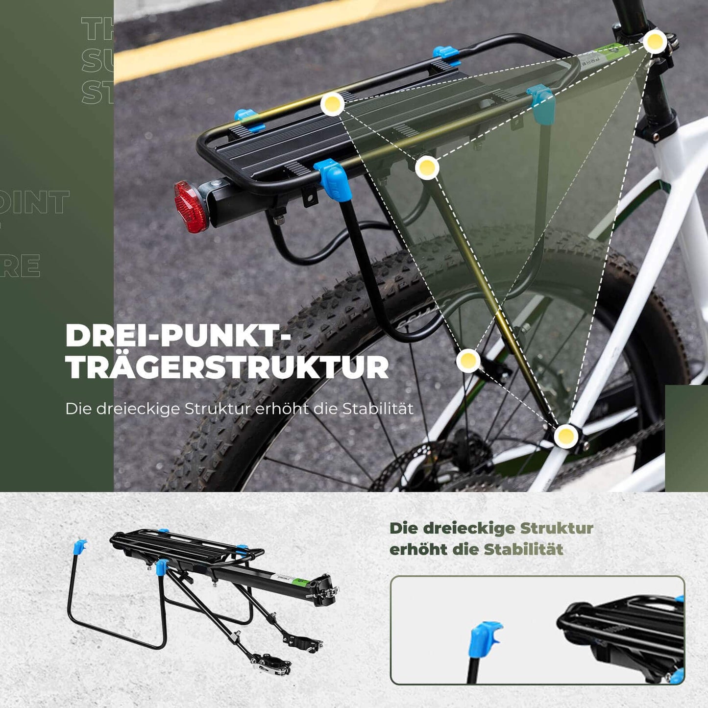 ROCKBROS Fahrrad Gepäckträger mit Reflektor und Schnellspanner 24-29 Zoll