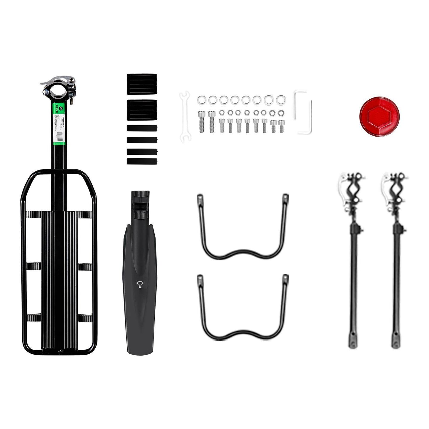 ROCKBROS bicycle luggage carrier with reflector and mudguard, aluminum alloy