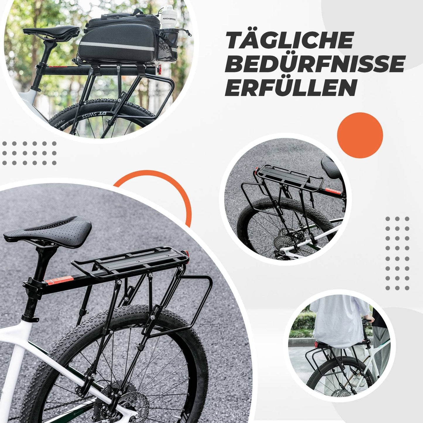 ROCKBROS Fahrrad Gepäckträger Verstellbar mit Schnellspanner Reflektor
