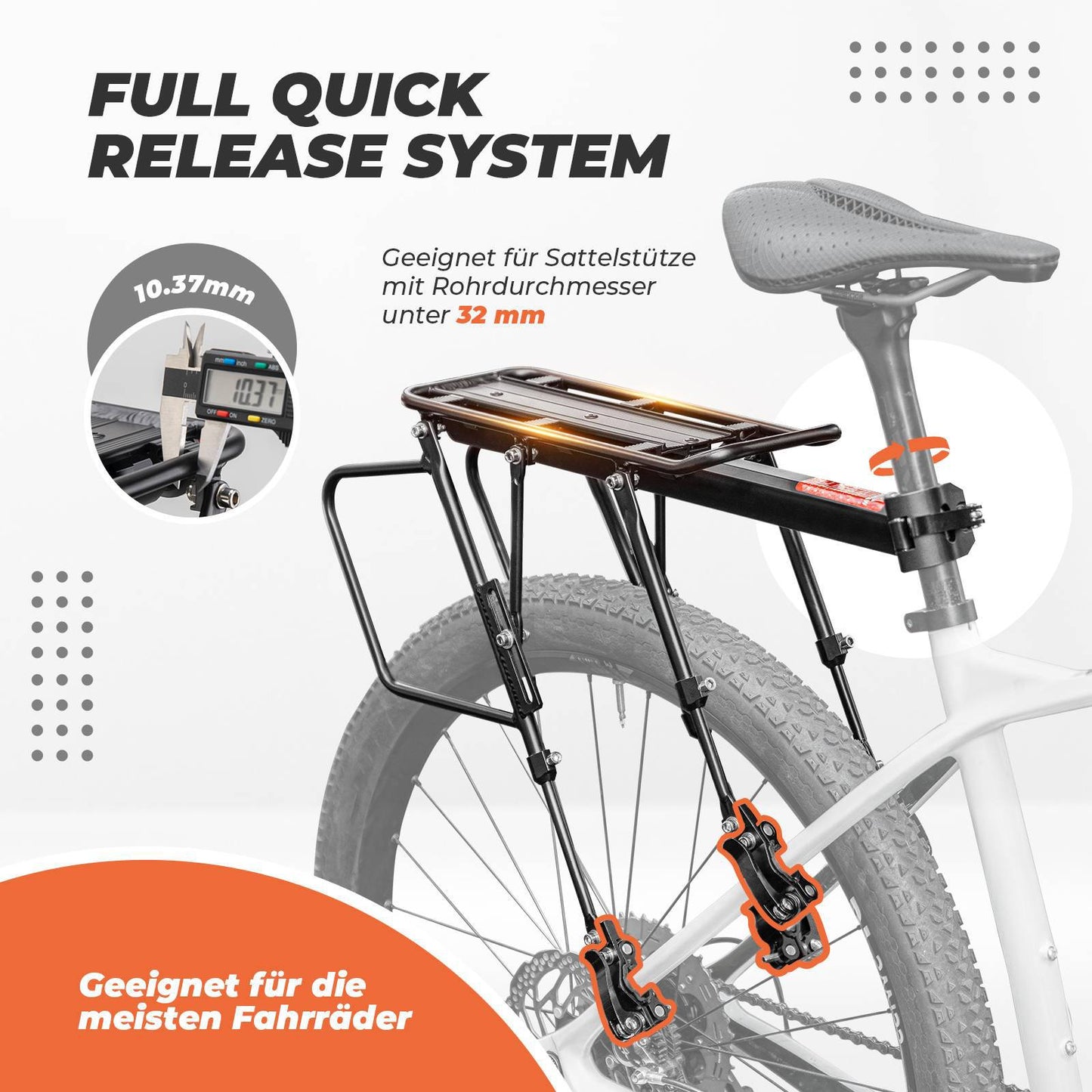 ROCKBROS Fahrrad Gepäckträger Verstellbar mit Schnellspanner Reflektor