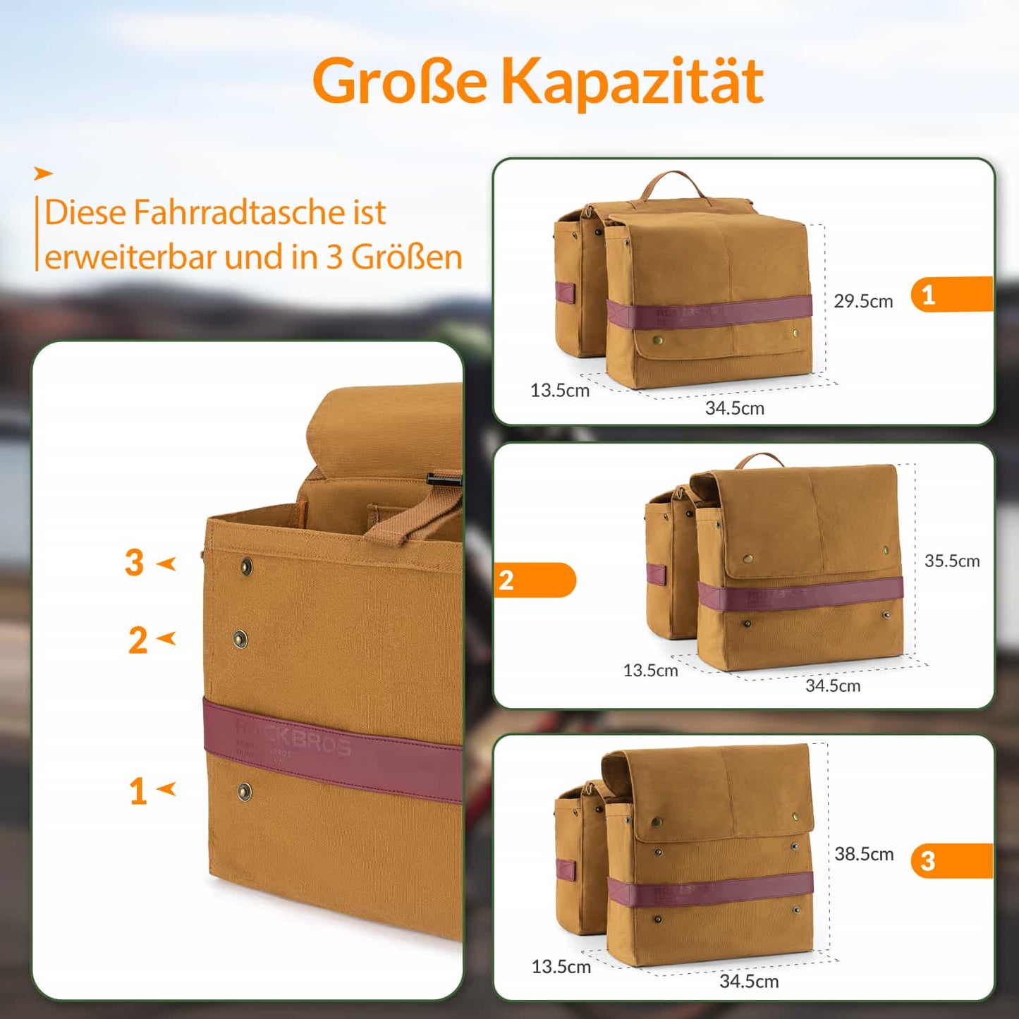 ROCKBROS reiðhjólataska með handfangi 27L 3 litir