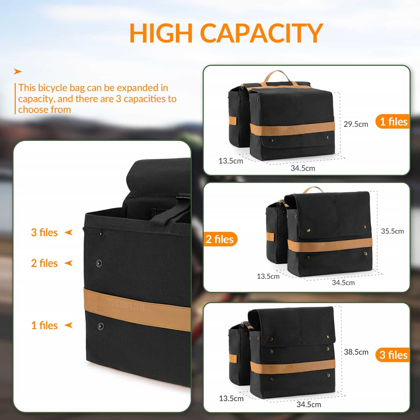 ROCKBROS reiðhjólataska með handfangi 27L 3 litir