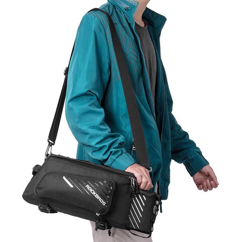 ROCKBROS Fahrrad Gepäckträgertasche Schwarz 9-12L mit 2 faltbare Seitentaschen