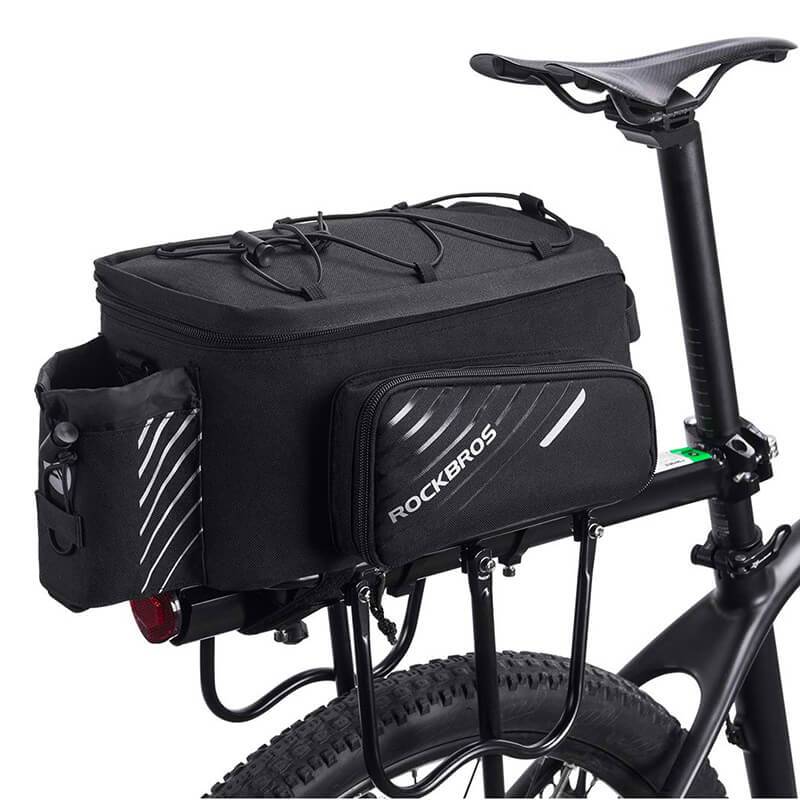 ROCKBROS Fahrrad Gepäckträgertasche Schwarz 9-12L mit 2 faltbare Seitentaschen