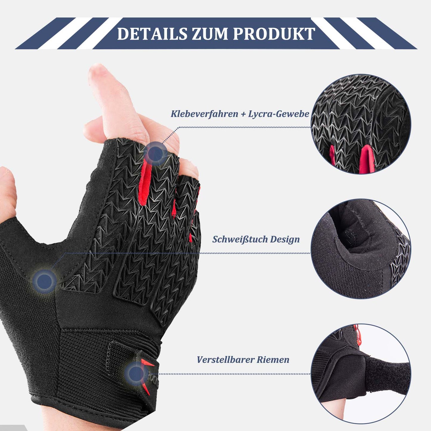 ROCKBROS Fahrrad Handschuhe Damen Herren Halbfinger Fahrradhandschuhe