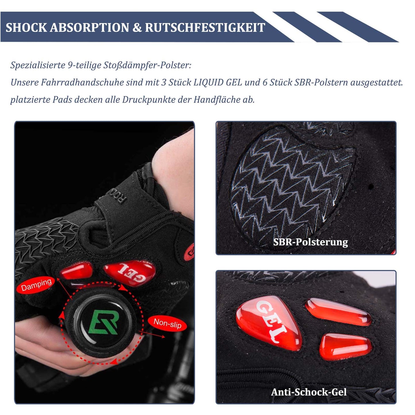 ROCKBROS Fahrrad Handschuhe Damen Herren Halbfinger Fahrradhandschuhe