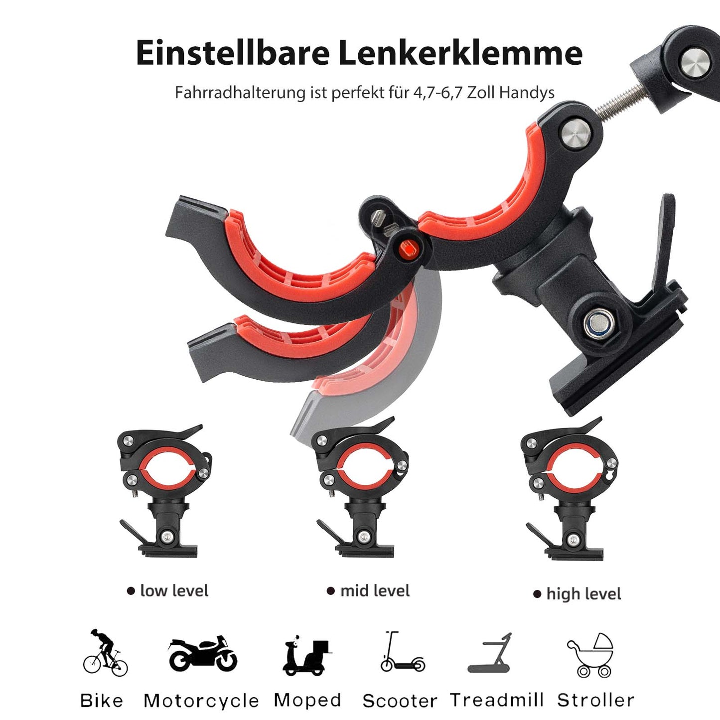 ROCKBROS Fahrrad Handyhalterung 360°Drehbar Motorrad Halterung