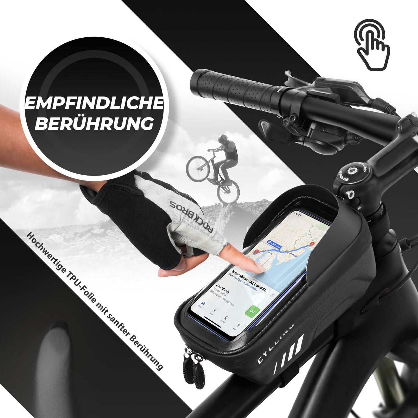 ROCKBROS Bicycle Phone Bag Phone Mount with 6.7 Inch Touchscreen