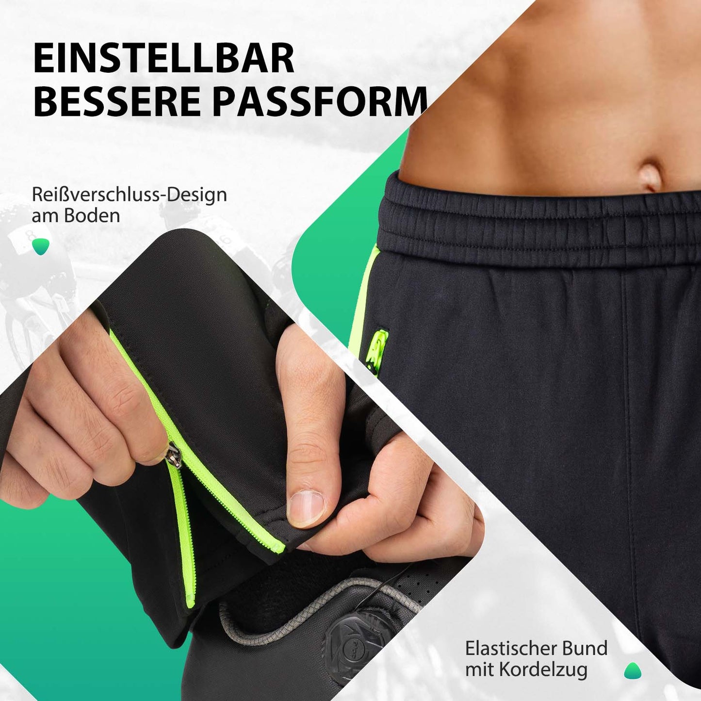 ROCKBROS Cycling Trousers Water-Repellent Cycling Shorts Bright Green