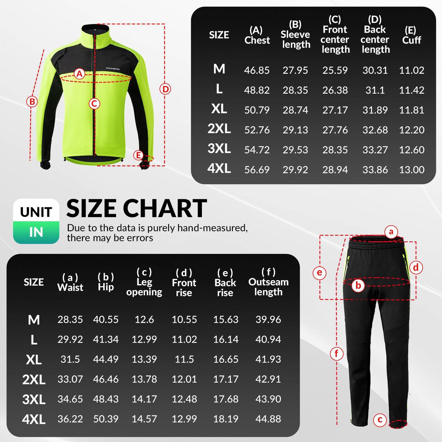 ROCKBROS Fahrrad Jacke & Hose Winter Fahrradanzug Leuchtendes Grün
