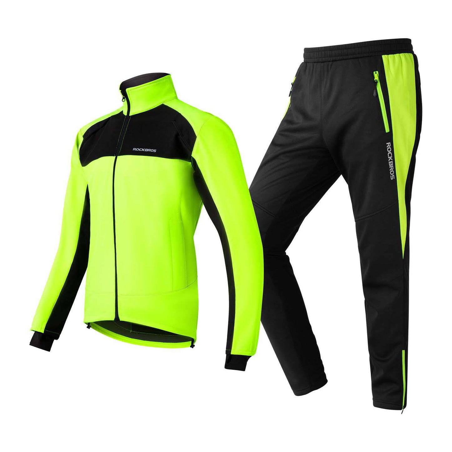 ROCKBROS Fahrrad Jacke & Hose Winter Fahrradanzug Leuchtendes Grün
