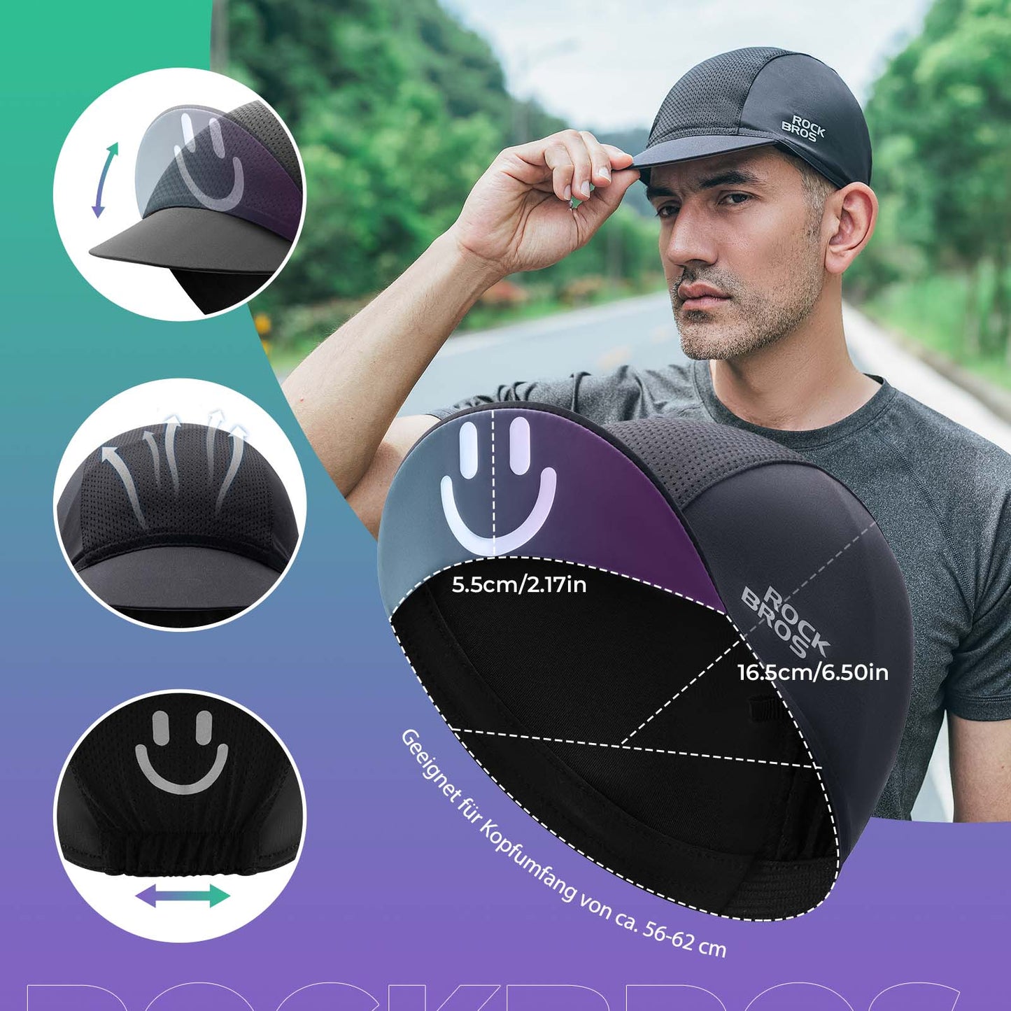 ROCKBROS Fahrrad Kappe Sommer Anti-Schweiß Leichte Radmütze Unisex