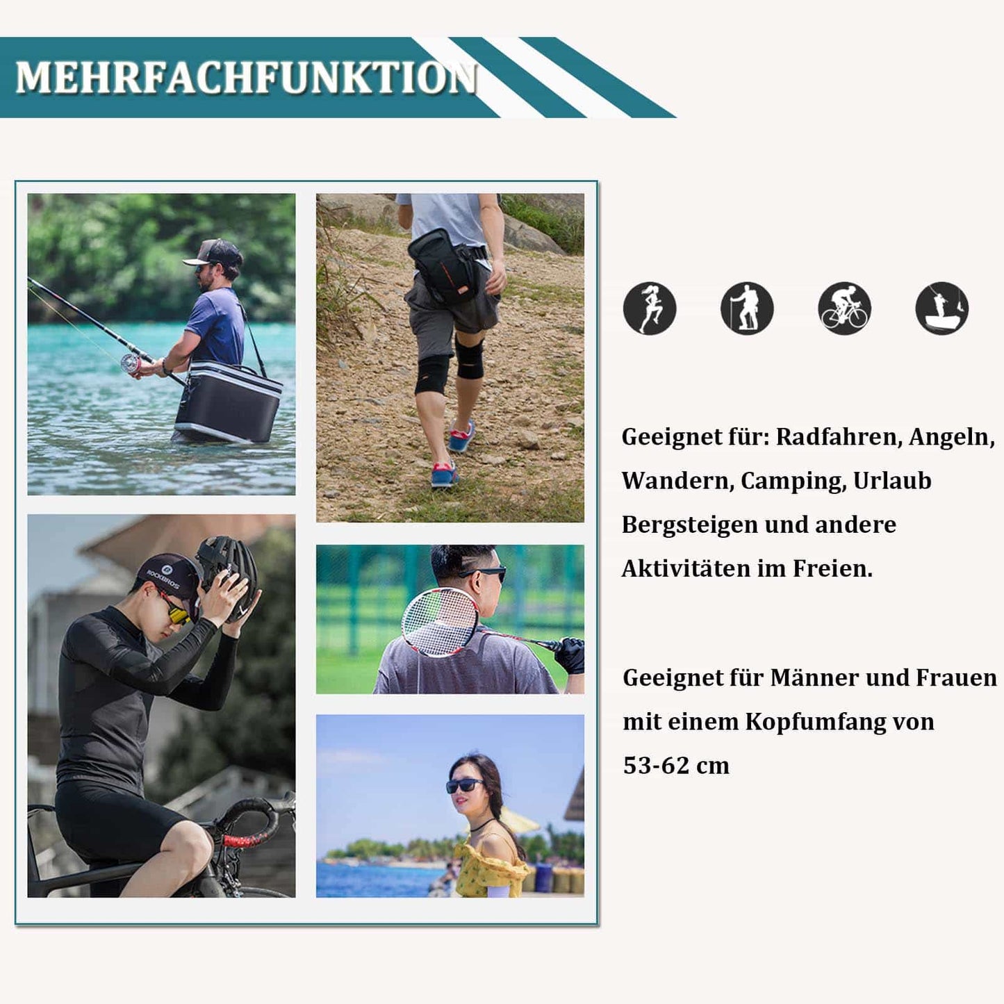 ROCKBROS Cycling Cap UV Protection Sports Hat for Women and Men 54-61 cm