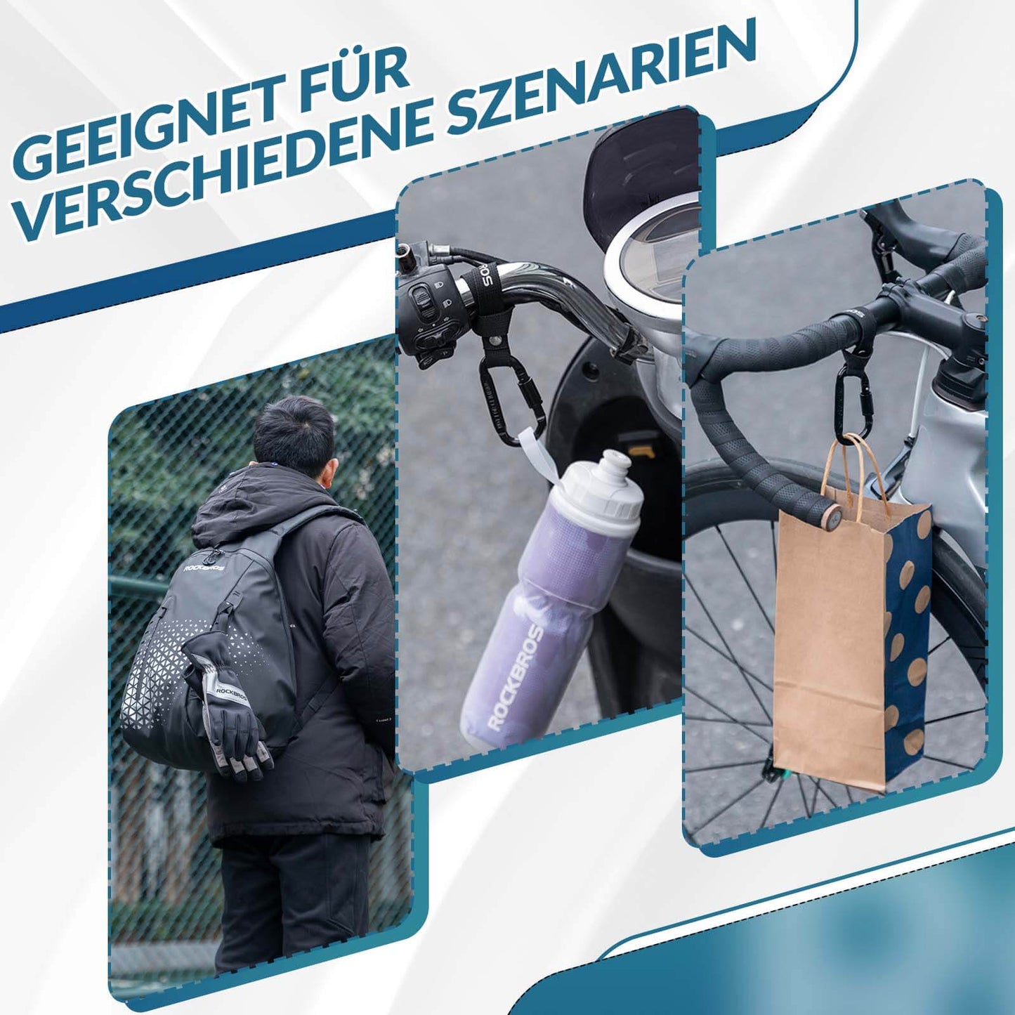 ROCKBROS Bicycle Carabiner Hook Multifunctional with Durable Strap