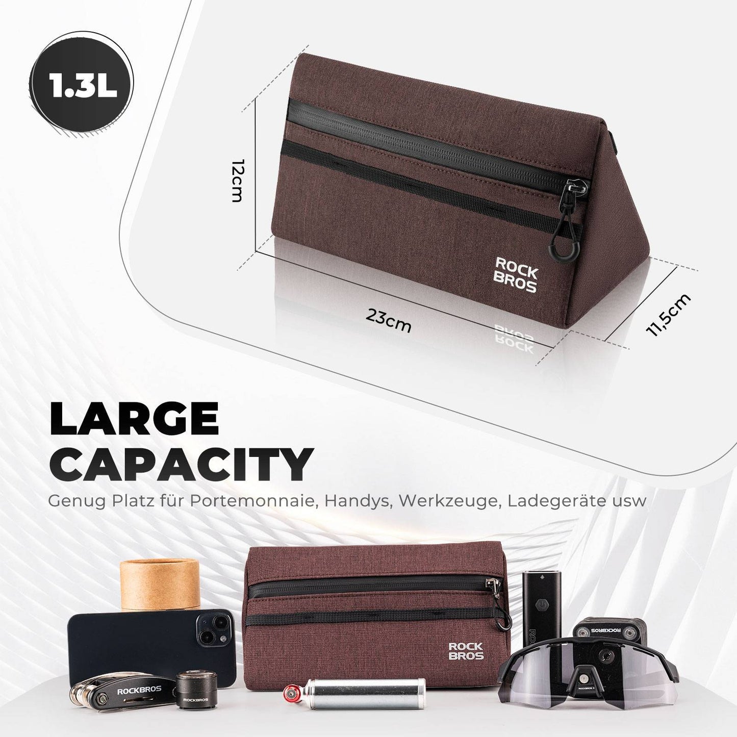 ROCKBROS Bicycle Handlebar Bag, Bicycle Bag, Bicycle Basket, 6 Colors, Approx. 1.3L