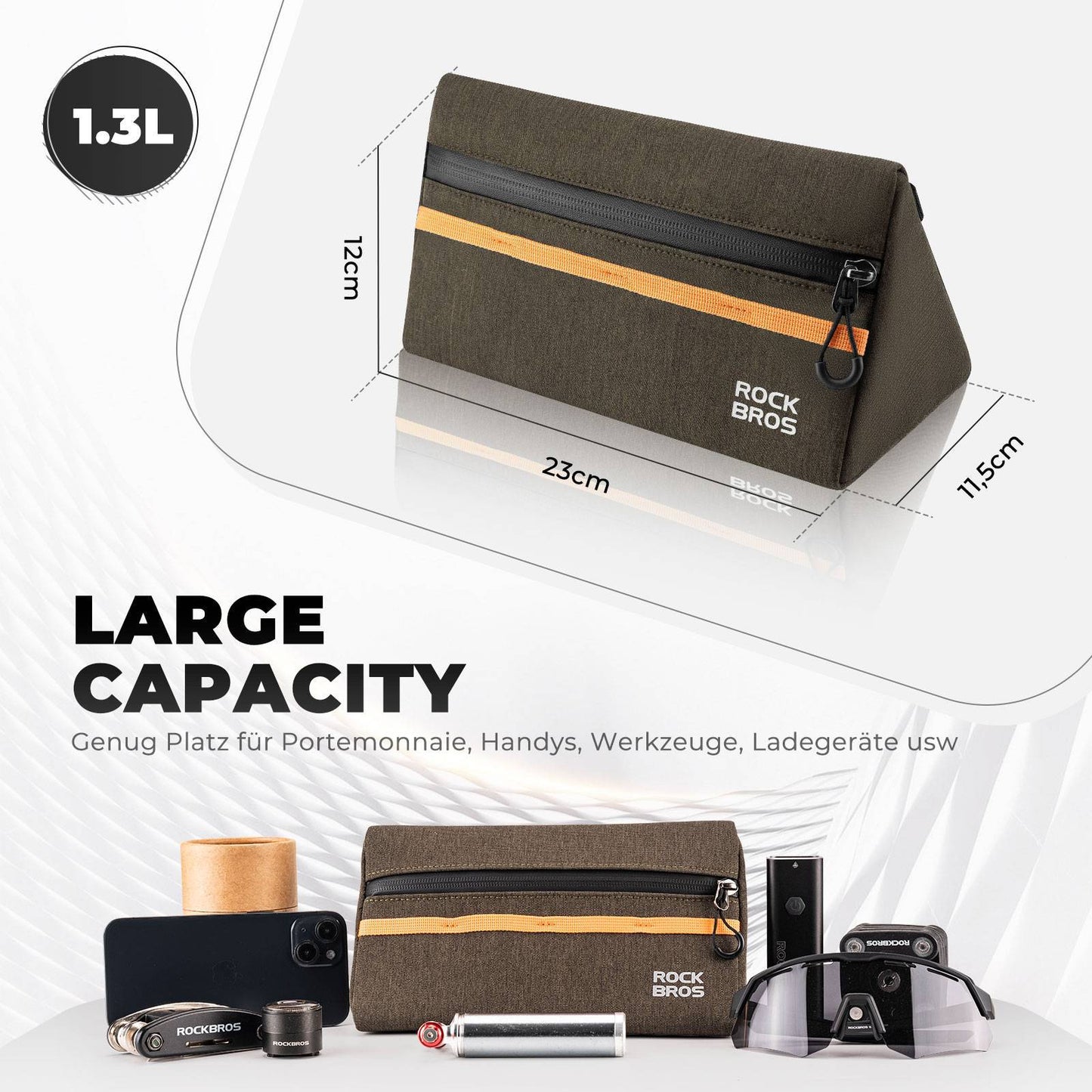 ROCKBROS Bicycle Handlebar Bag, Bicycle Bag, Bicycle Basket, 6 Colors, Approx. 1.3L