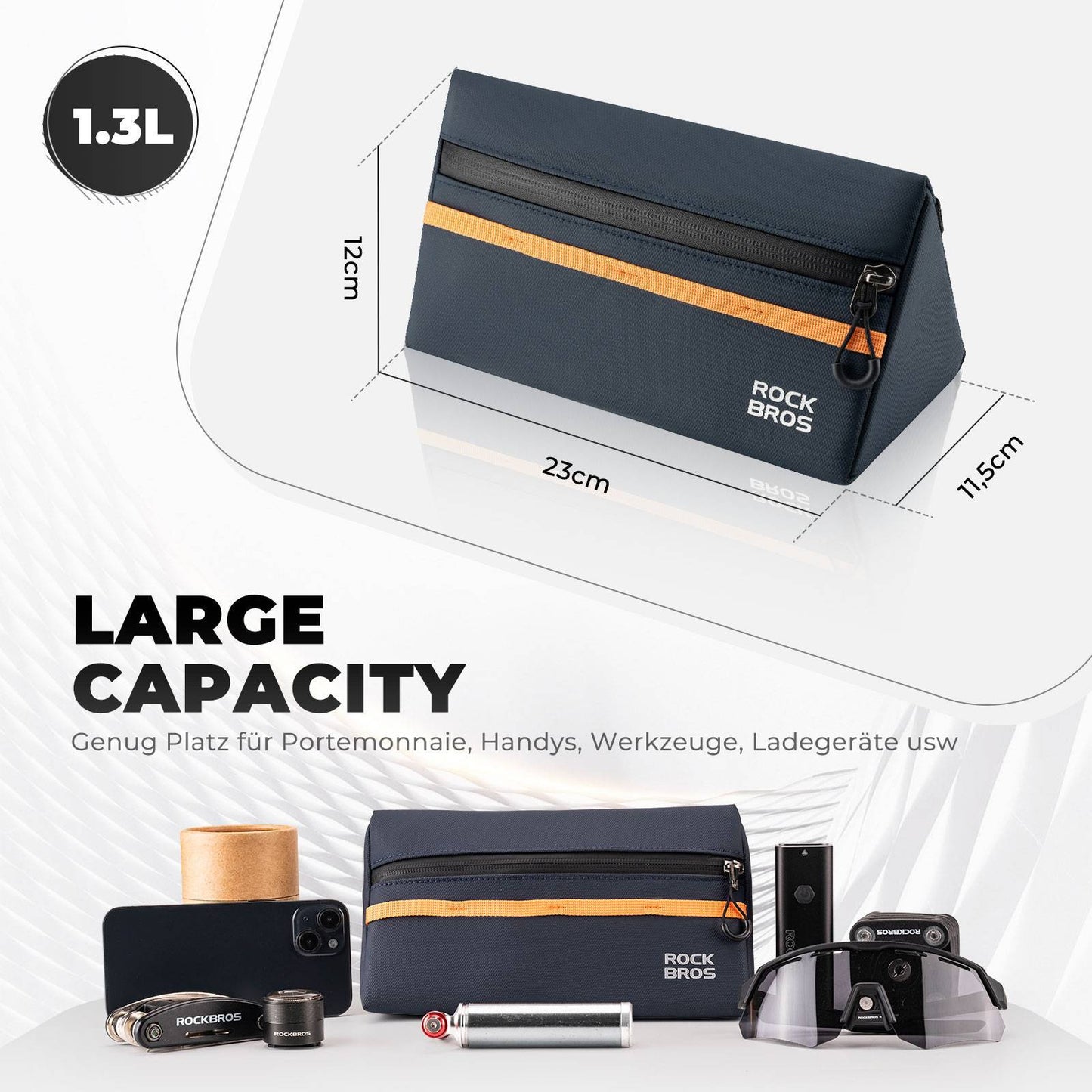 ROCKBROS Bicycle Handlebar Bag, Bicycle Bag, Bicycle Basket, 6 Colors, Approx. 1.3L