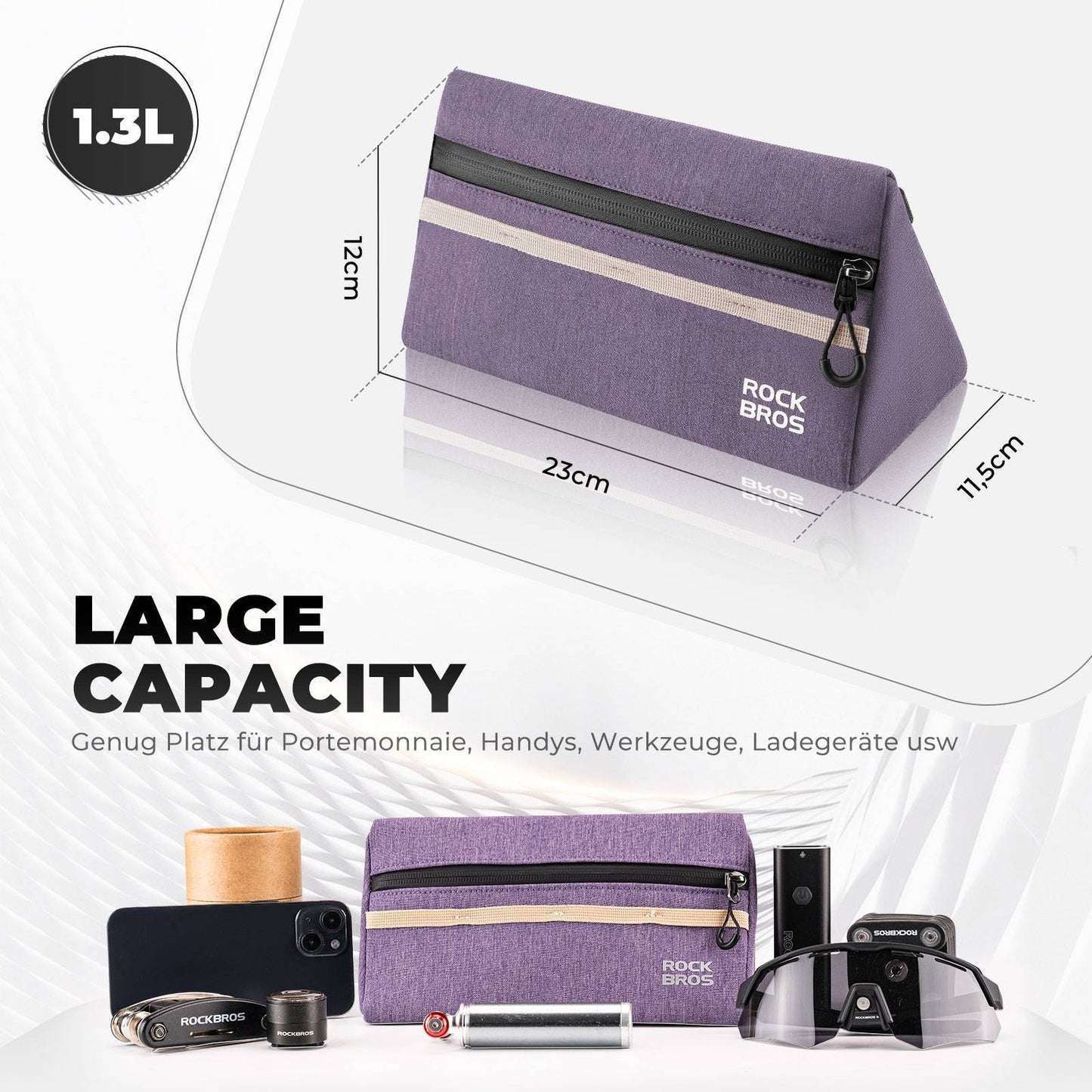 ROCKBROS Bicycle Handlebar Bag, Bicycle Bag, Bicycle Basket, 6 Colors, Approx. 1.3L