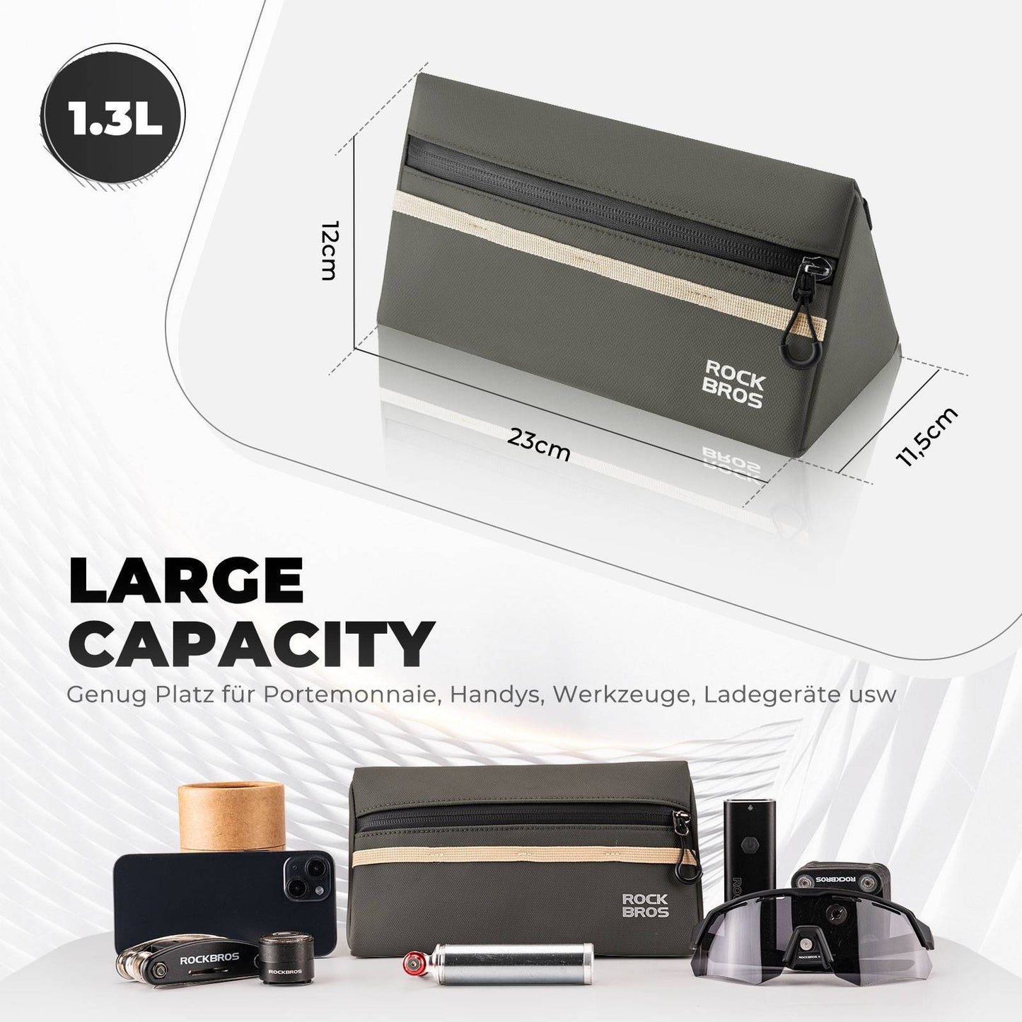 ROCKBROS Bicycle Handlebar Bag, Bicycle Bag, Bicycle Basket, 6 Colors, Approx. 1.3L