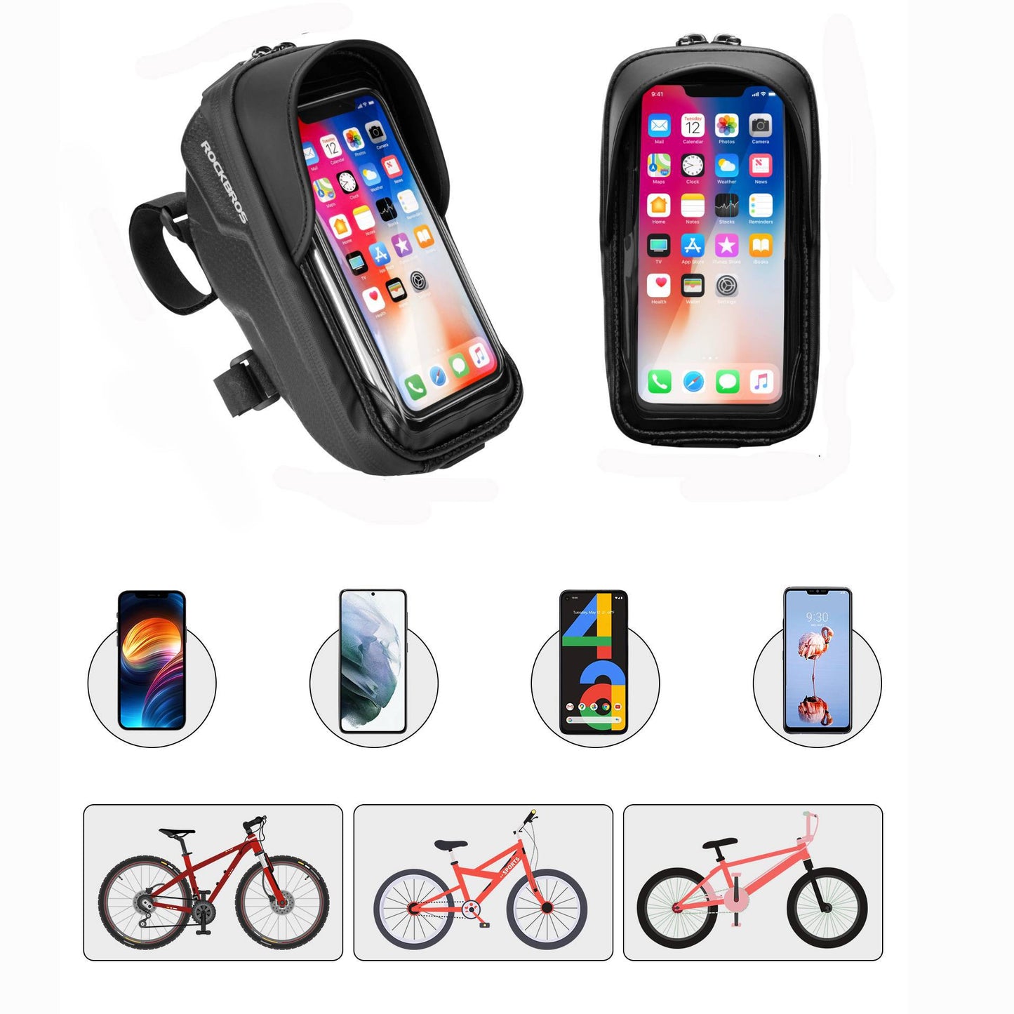 ROCKBROS Fahrrad Lenkertasche Handyhalterung mit TPU Touchscreen