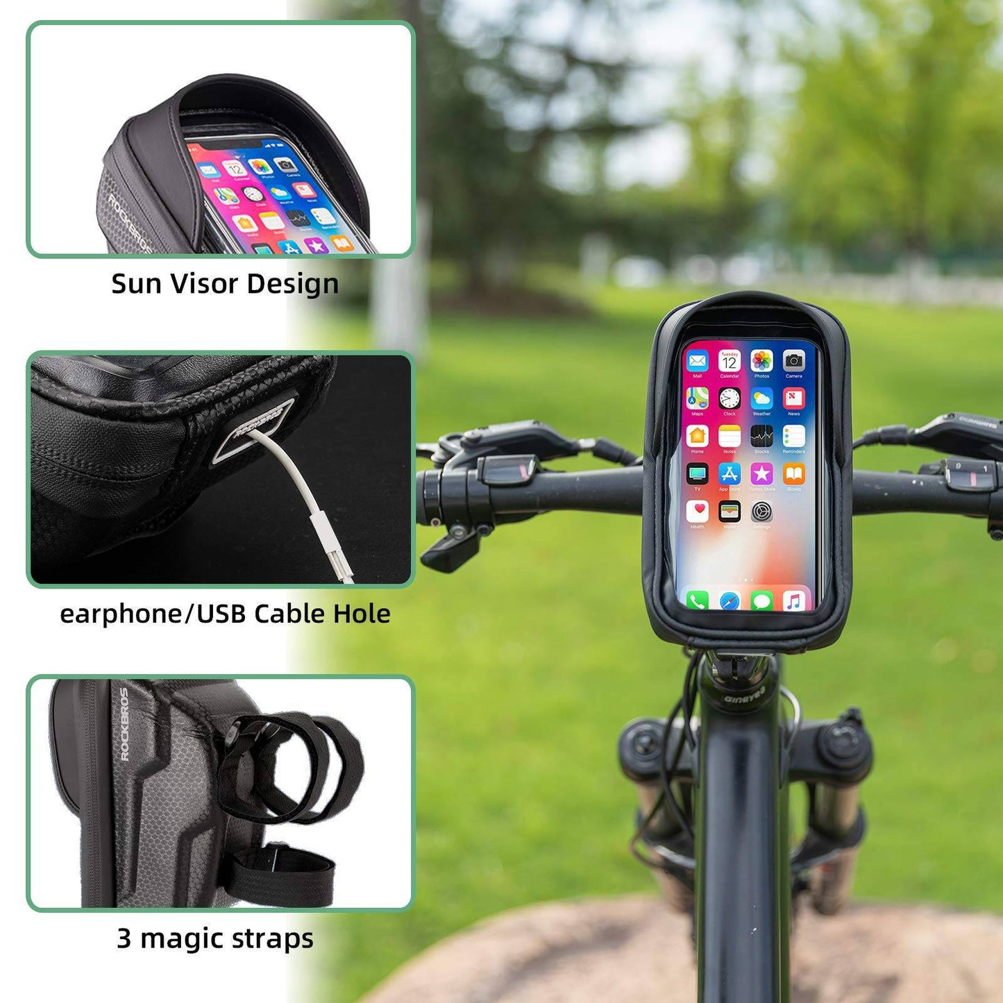 ROCKBROS Fahrrad Lenkertasche Handyhalterung mit TPU Touchscreen