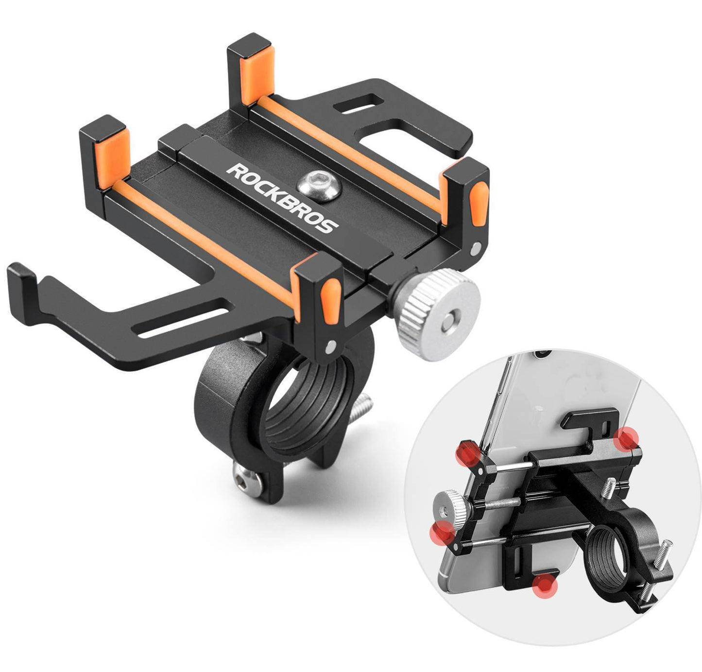 ROCKBROS símafesting fyrir reiðhjól og mótorhjól með 360° snúningsfestingu