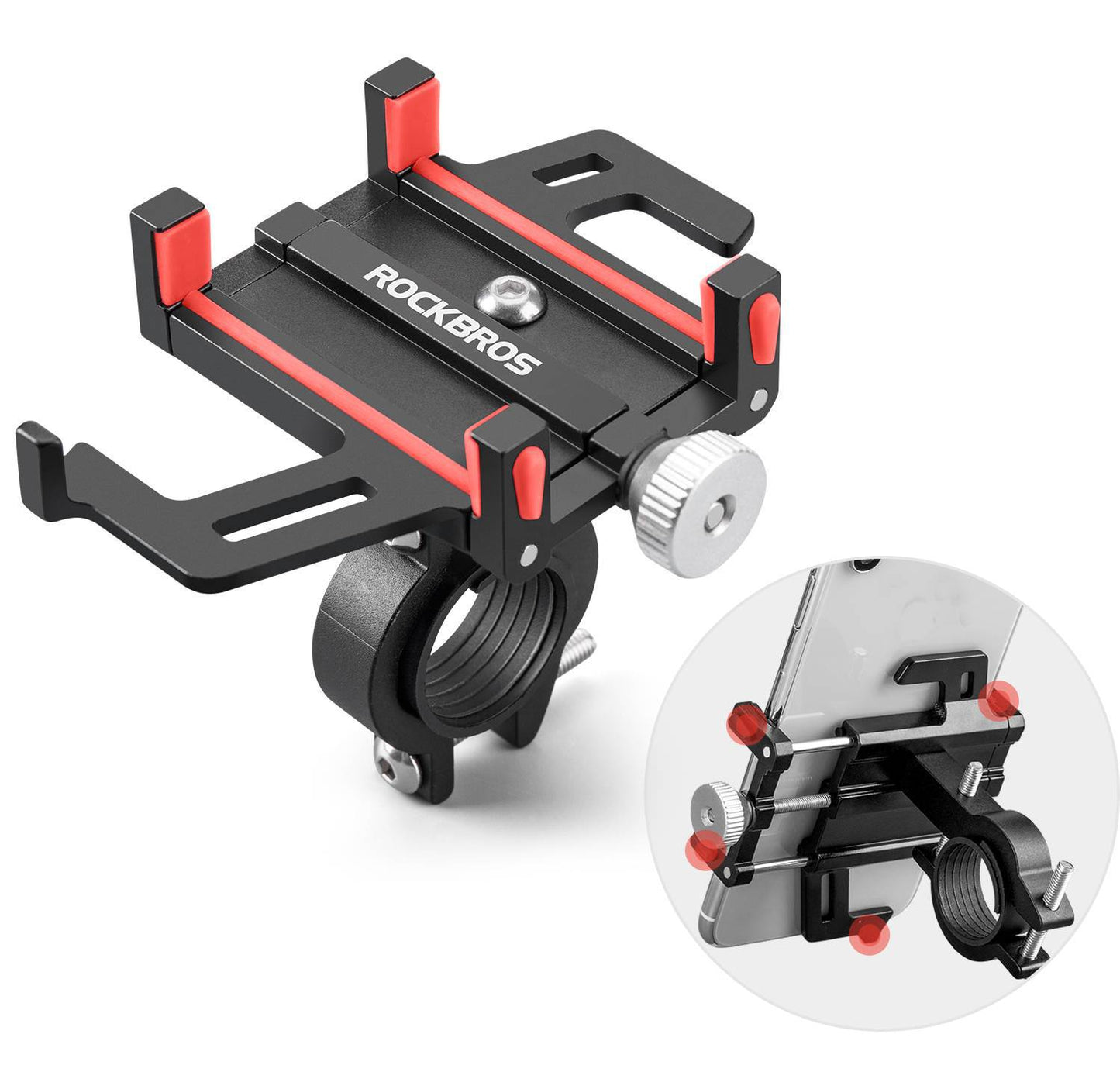 ROCKBROS símafesting fyrir reiðhjól og mótorhjól með 360° snúningsfestingu