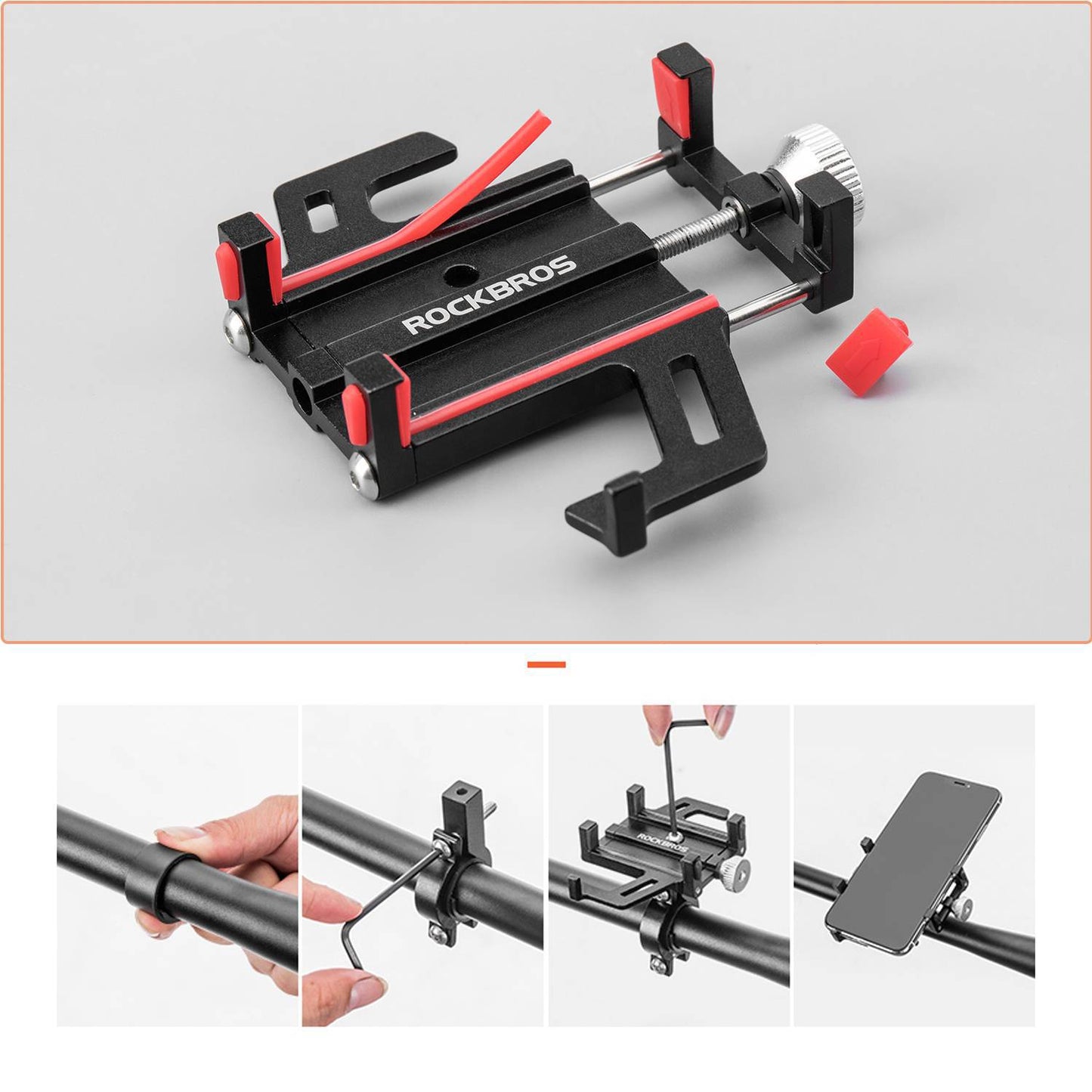 ROCKBROS símafesting fyrir reiðhjól og mótorhjól með 360° snúningsfestingu