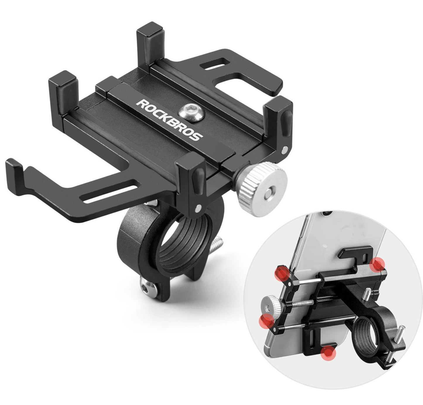 ROCKBROS símafesting fyrir reiðhjól og mótorhjól með 360° snúningsfestingu