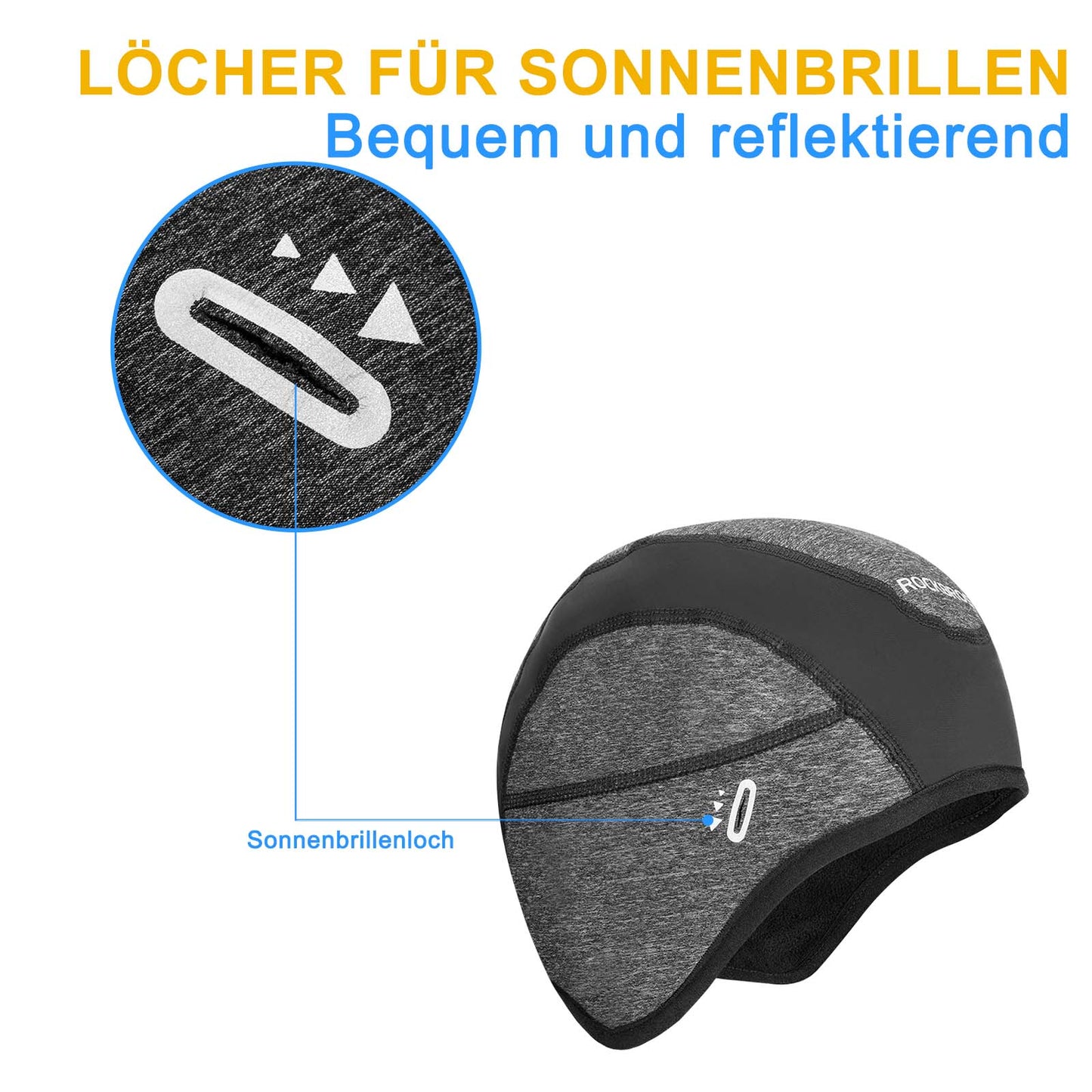 ROCKBROS Cycling Cap Winter Hat with Glasses Hole Windproof Helmet Cap