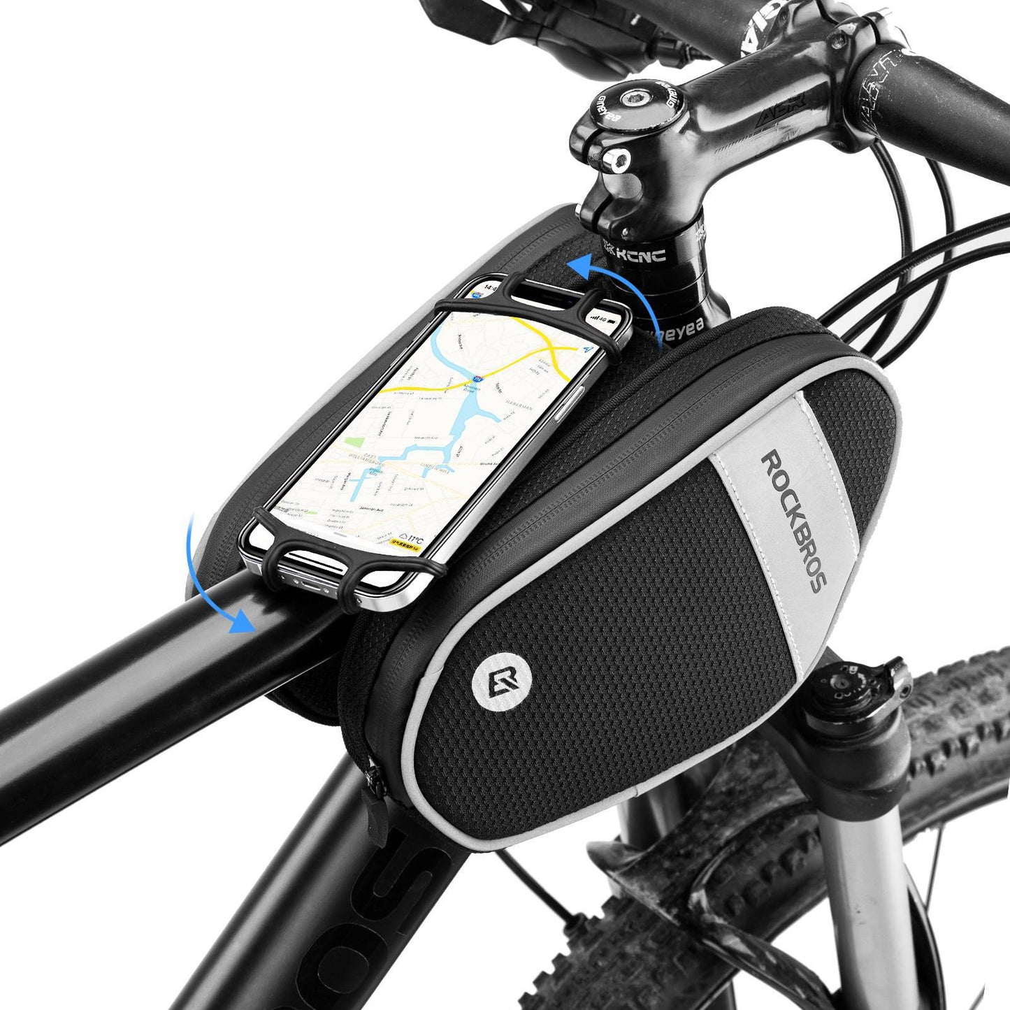 ROCKBROS bicycle frame bag with 360° rotating mobile phone holder 1.5 L BK