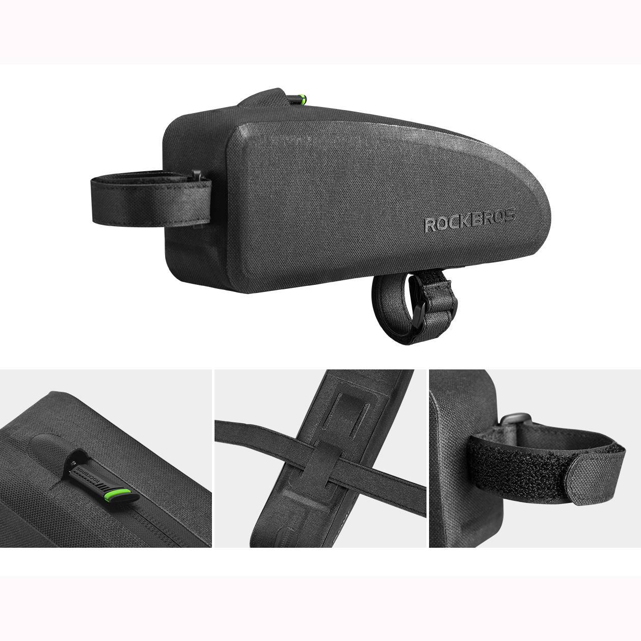 ROCKBROS Bicycle Frame Bag Waterproof Dustproof Black 1L/1.6L
