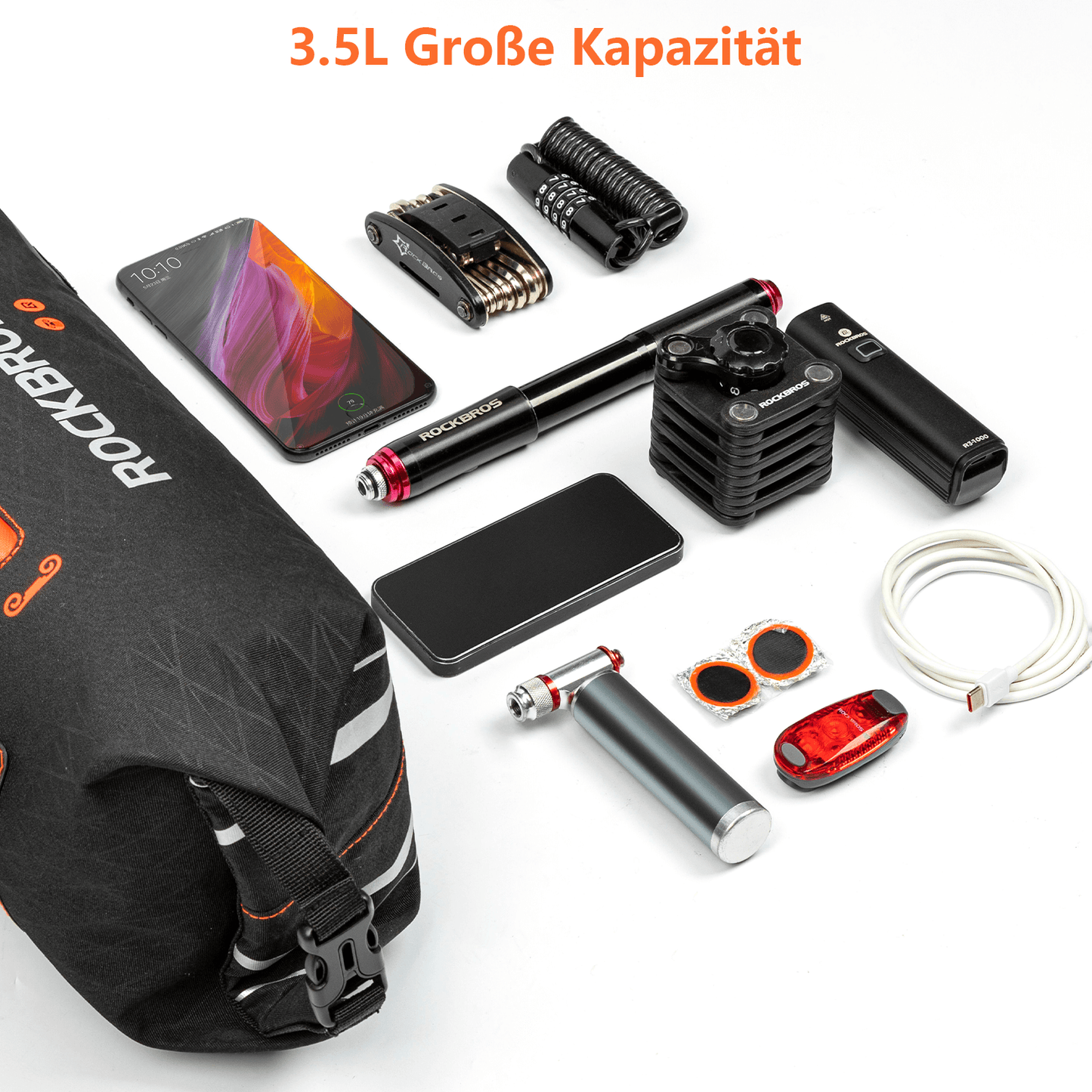 ROCKBROS Bicycle Frame Bag Waterproof Triangle Bag 3.5L Black