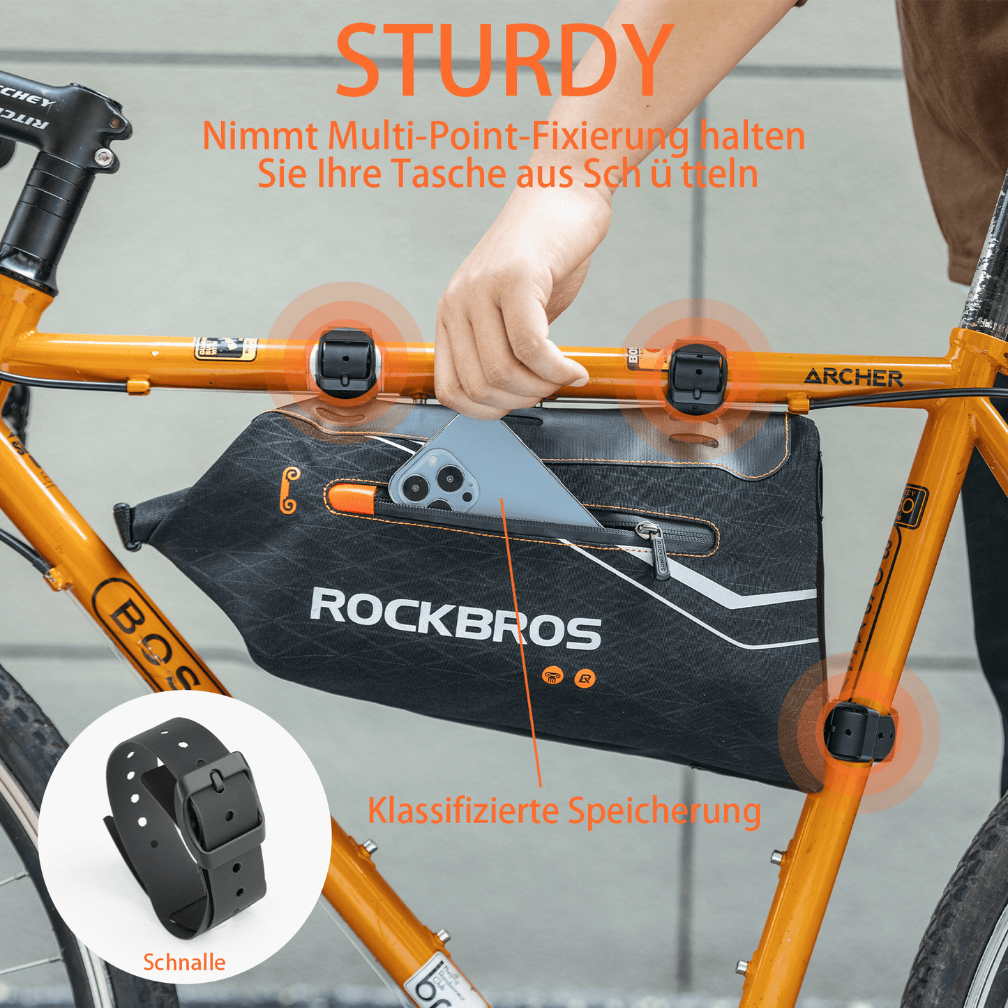 ROCKBROS Bicycle Frame Bag Waterproof Triangle Bag 3.5L Black