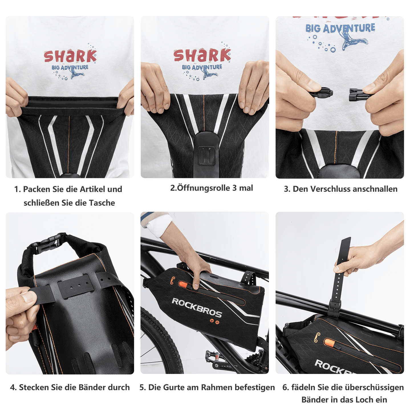 ROCKBROS Bicycle Frame Bag Waterproof Triangle Bag 3.5L Black