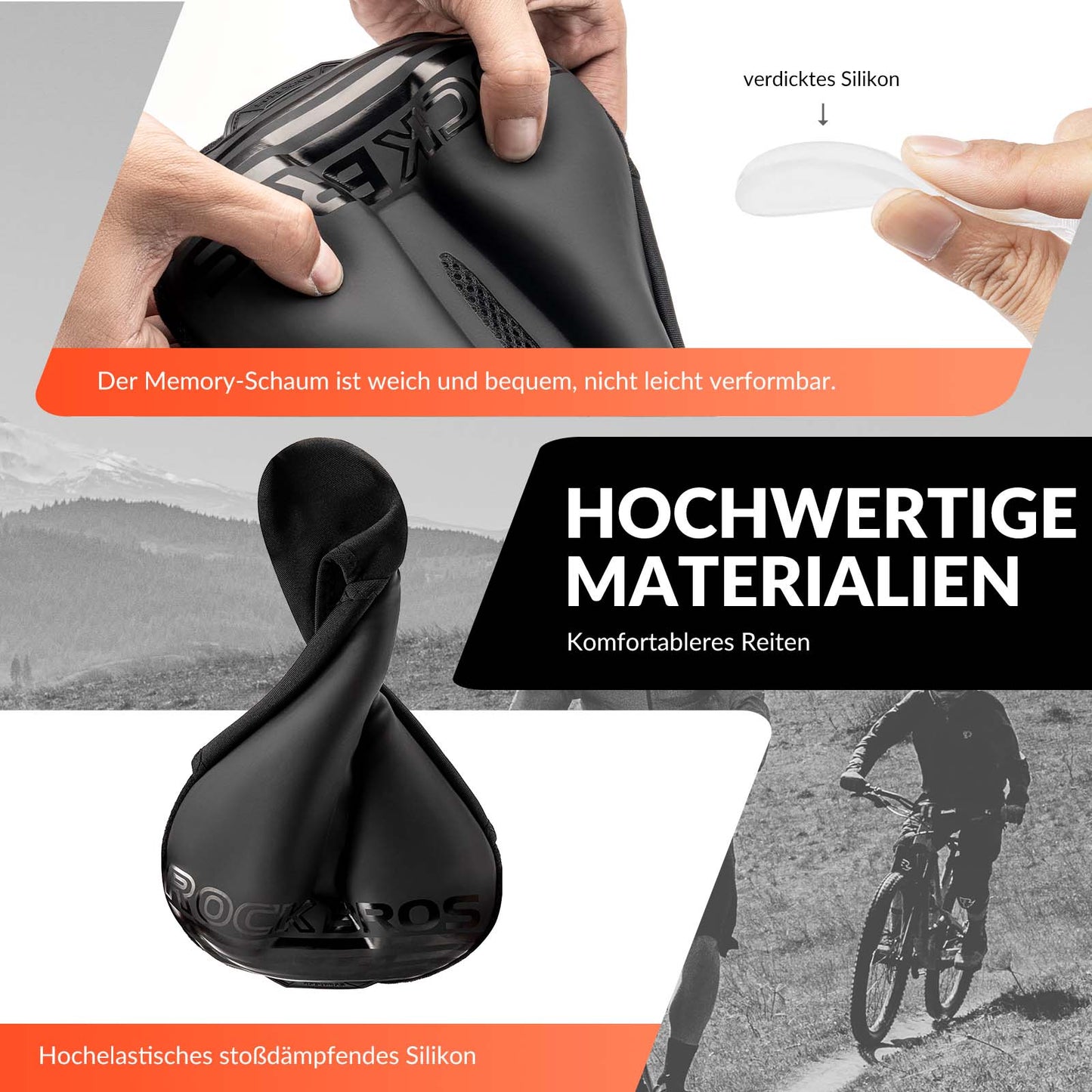 ROCKBROS Fahrrad Sattelbezug Gel Gepolsterter Weicher Fahrradsitz Bezug