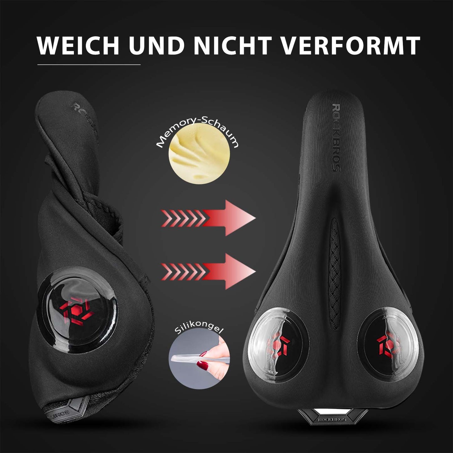 ROCKBROS Hjólreiðasætisáklæði Gel Sætisáklæði Svart