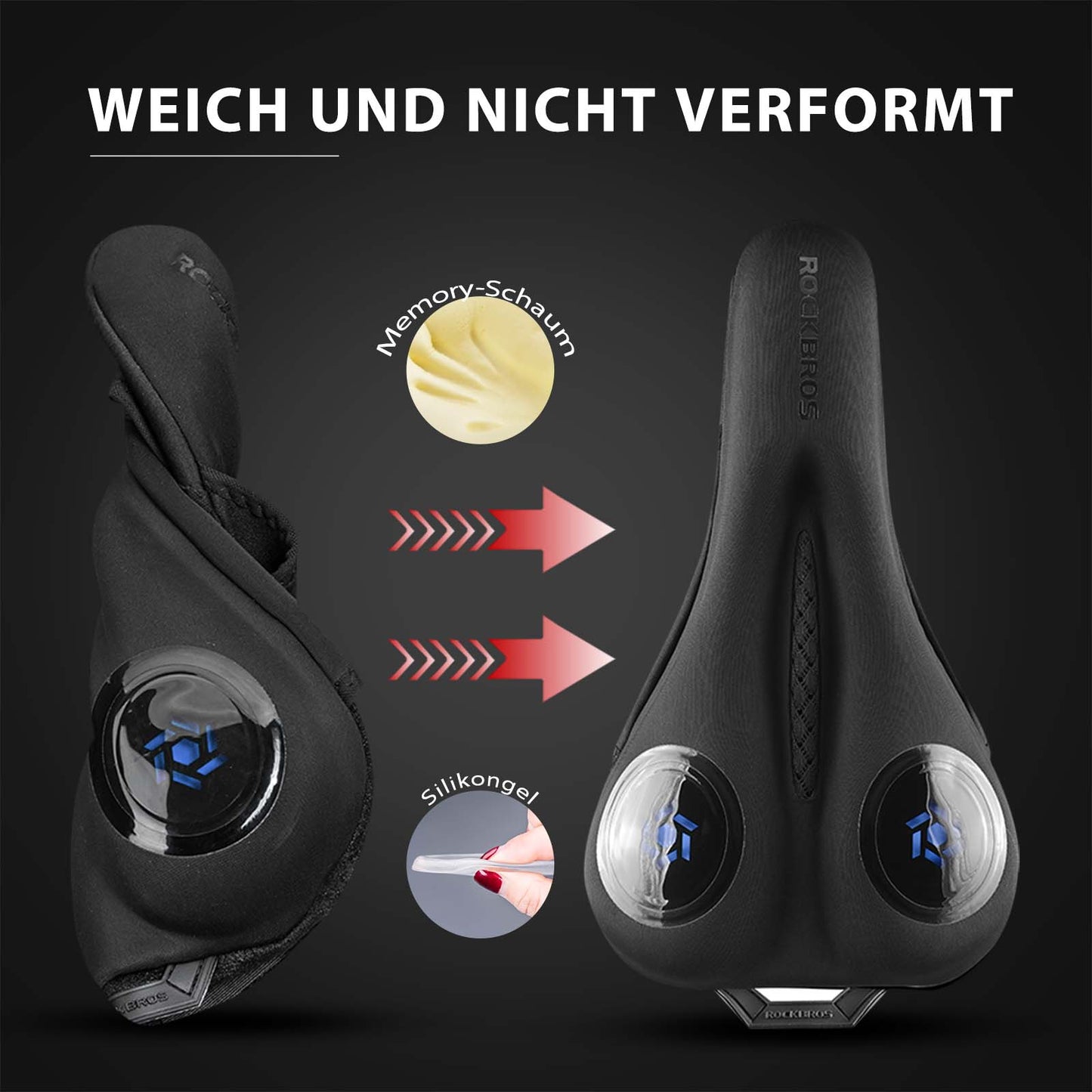 ROCKBROS Hjólreiðasætisáklæði Gel Sætisáklæði Svart