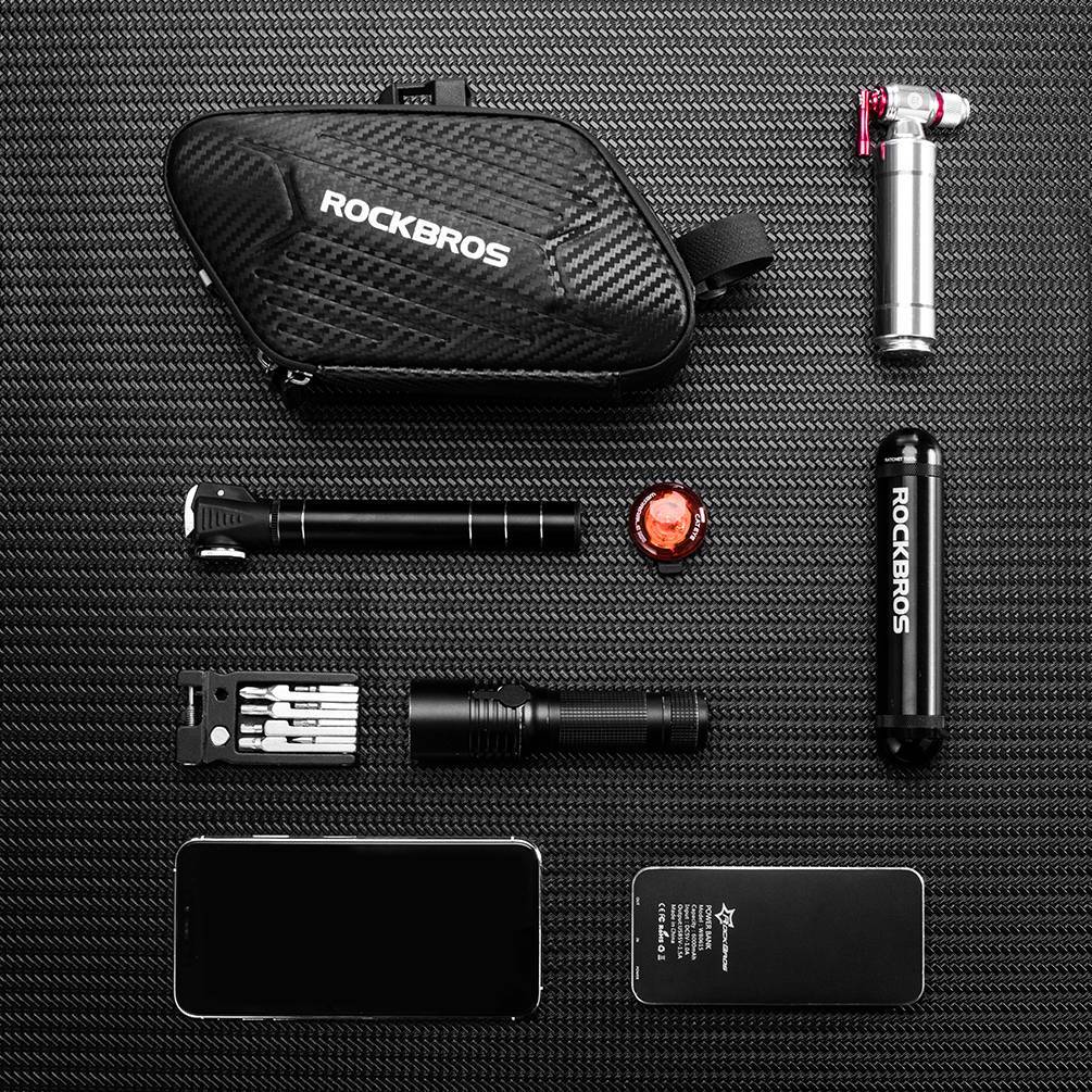 ROCKBROS reiðhjólasaddataska fyrir MTB/Götuhjól/Samanbrjótanleg hjól, vatnsheld, svört