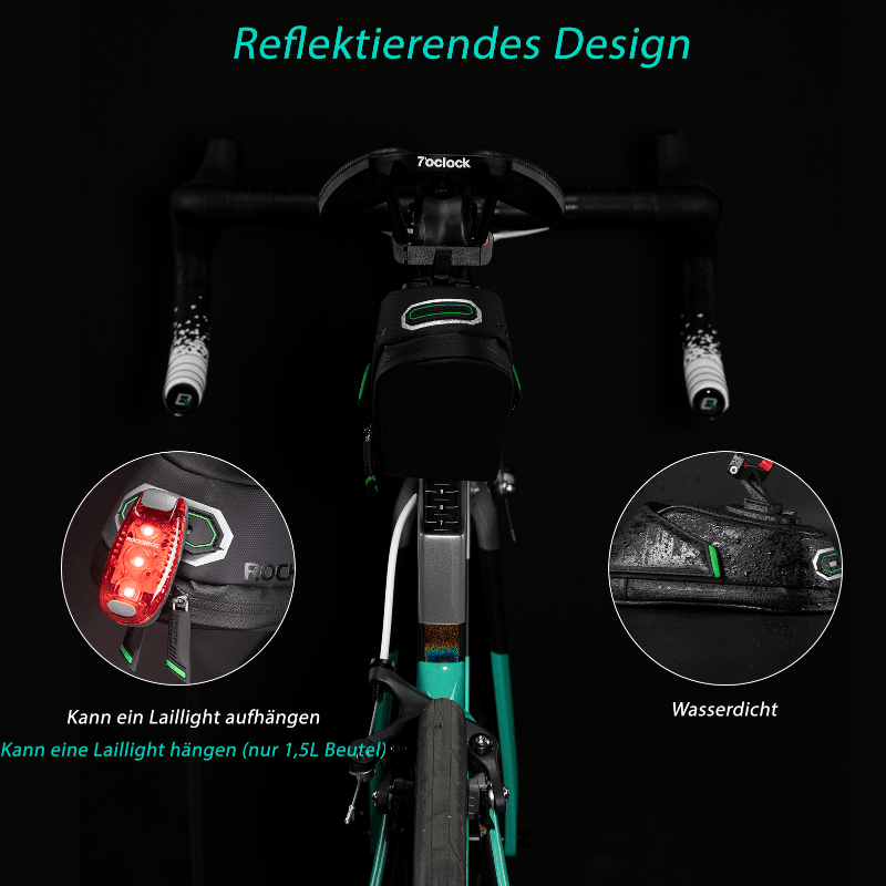 ROCKBROS Fahrrad Satteltasche mit Rücklichthalter wasserdicht 0.7L/0.9L
