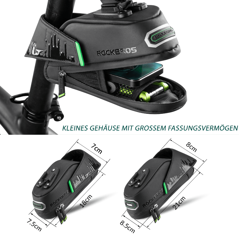 ROCKBROS Fahrrad Satteltasche mit Rücklichthalter wasserdicht 0.7L/0.9L