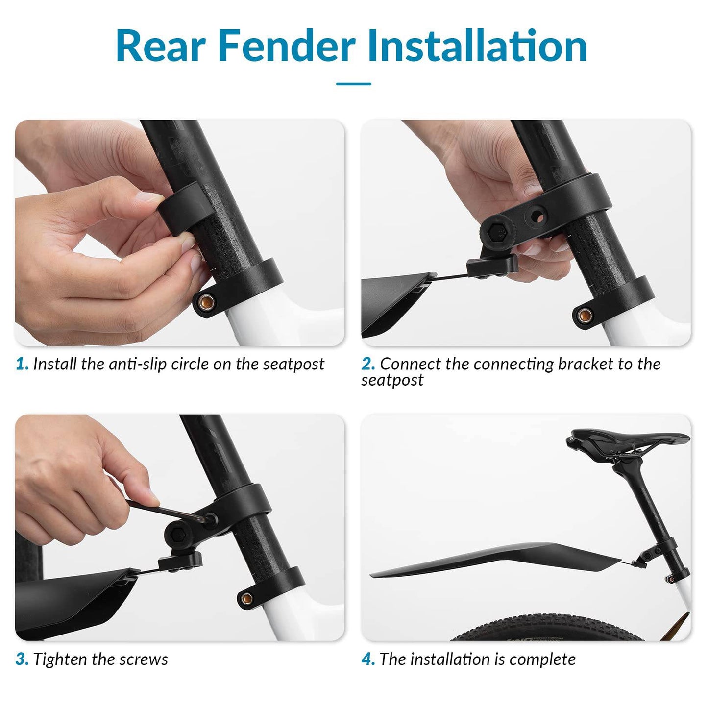 Bicycle mudguard set for mountain bikes, universal splash guard