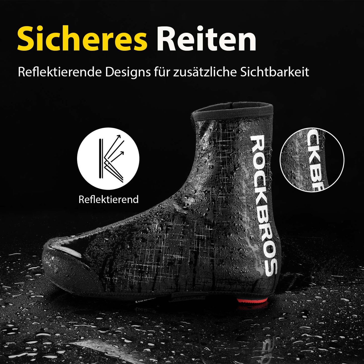 ROCKBROS Fahrrad Überzieher Windfest Wasserabweisend Überschuhe Rennrad MTB Schwarz