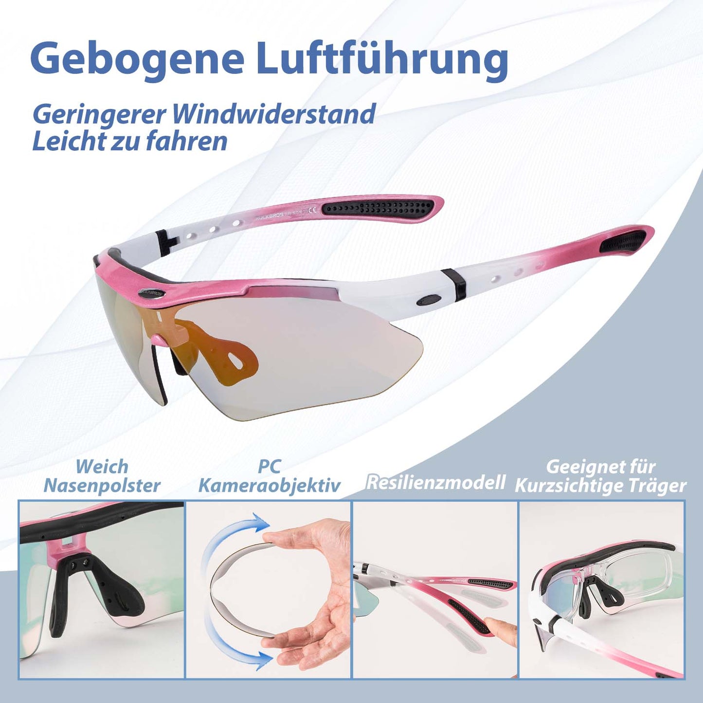 ROCKBROS Fahrradbrille Selbsttönend Brille Sonnenbrille UV 400 Schutz