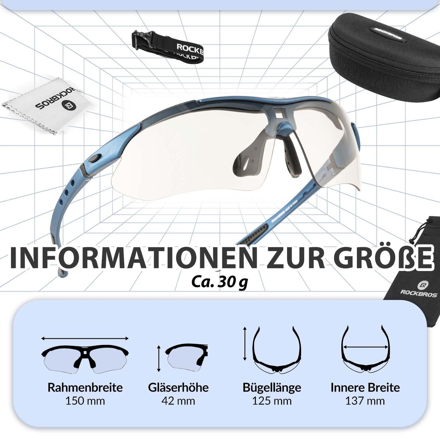 ROCKBROS Fahrradbrille Selbsttönend Brille Sonnenbrille UV 400 Schutz