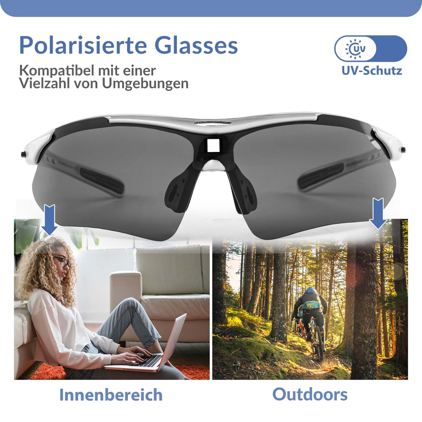 ROCKBROS Fahrradbrille Selbsttönend Brille Sonnenbrille UV 400 Schutz