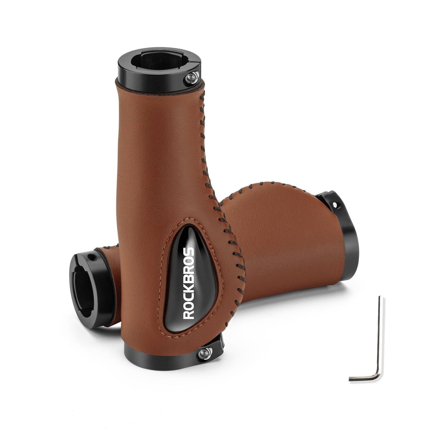 ROCKBROS bicycle grips, leather grips for handlebars with a 22.2 mm diameter