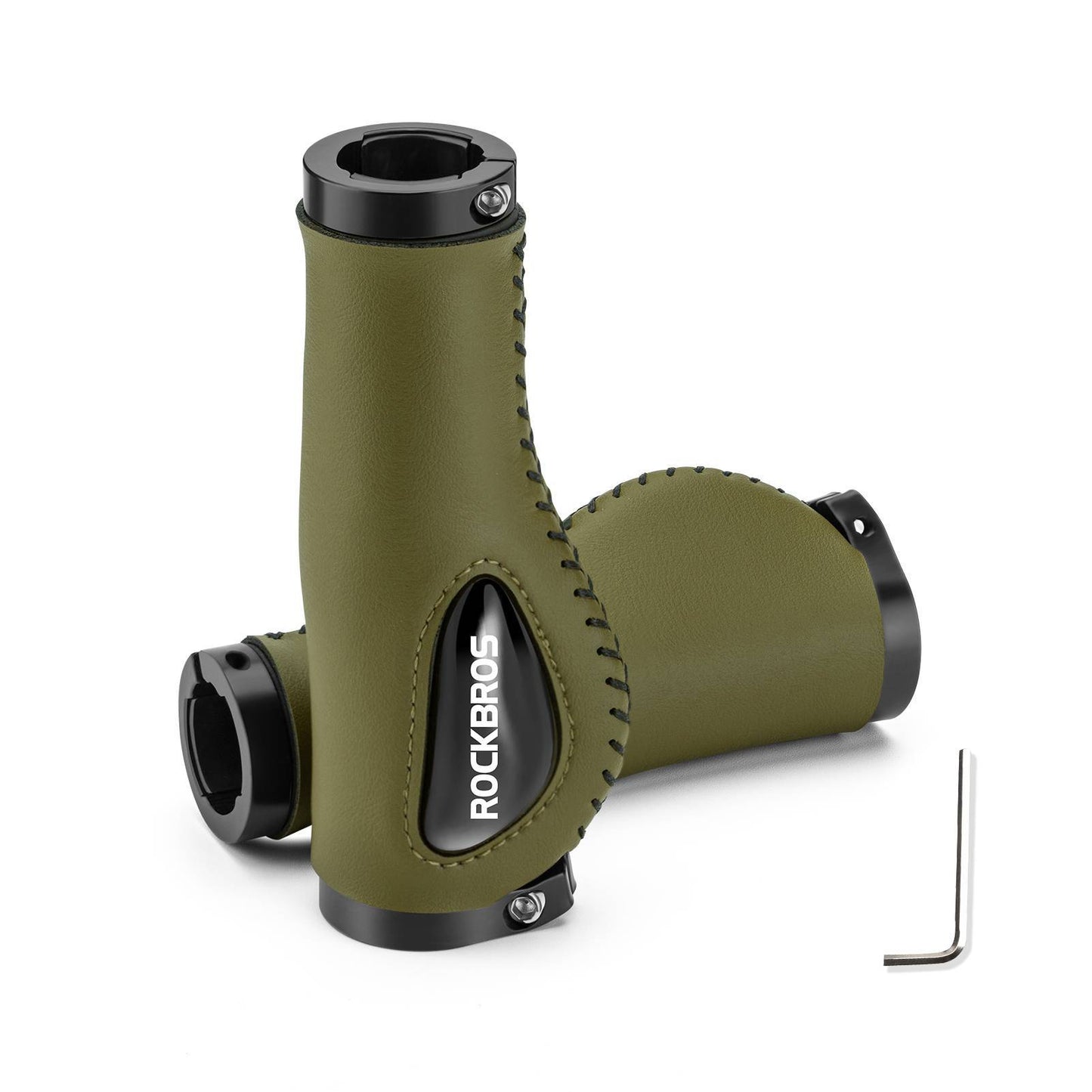 ROCKBROS bicycle grips, leather grips for handlebars with a 22.2 mm diameter